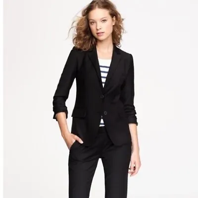 J. Crew Blue Label Super 120s Suit Jacket Blazer Women's Black Size 0 • $89