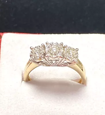 Genuine Real 10K Yellow White Gold Women Ring Rings Real Diamonds 50 Pts  (N) • $505.94