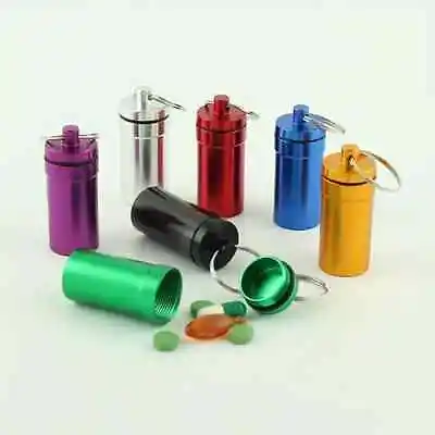 Travel Emergency Pill Bottle  Waterproof Keychain Small Medicine Bottle Aluminum • $5.99