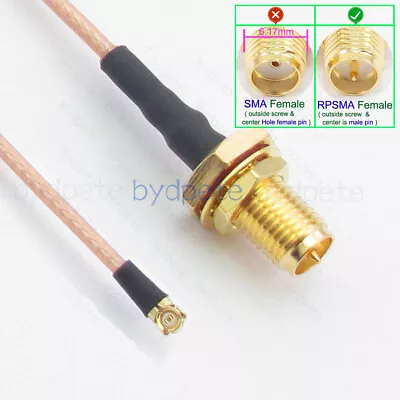 UFL U.FL Plug To RP-SMA Female Bulkhead Waterproof O-Ring RG178 Coax Cable IPX • $3