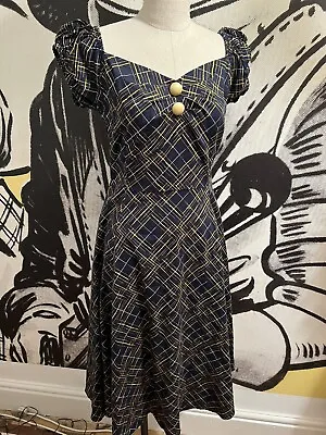 Collectif Checked Print  Dress Size 12 • £14.99