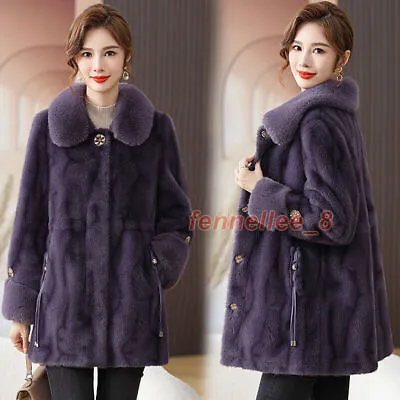 Women's Faux Mink Fur Warm Coat Winter Thicken Mid-length Jacket Casual Overcoat • $135.08