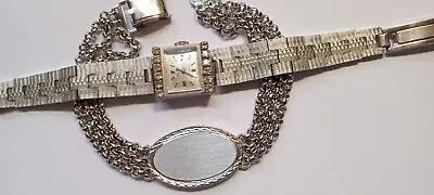 VTG HILTON 17 Jewels Swiss Wristwatch + SPEIDEL Engravable Chain Bracelet. Nice! • $45