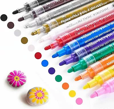 Acrylic Paint Marker Pens Permanent For Stone Painting Ceramic Glass Wood Fabric • £7.99