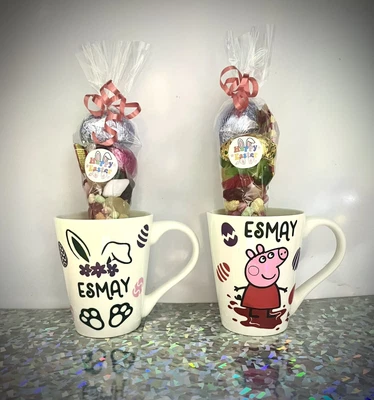 £6 • Buy Pepper Pig Or Bunny Personalied Mug And Sweet Cone Easter Gift