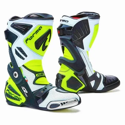 Motorcycle Boots | Forma Ice Pro Flow Road Racing Track Race White Fluro Neon • $299