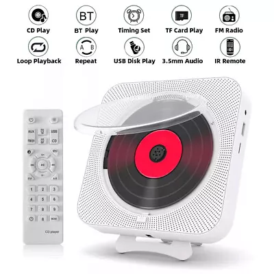 CD Player Wall Mounted Bluetooth LED USB FM Radio Remote Control HiFi Speaker UK • £53.86