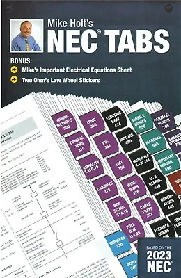 2023 Mike Holt's NEC Tabs (Color Coded) With 2 Ohm's Law Stickers Pamphlet • $28.58