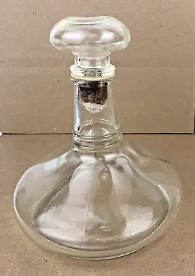 Vintage Liquor Bottle Italy 750ml Wide Bottom Glass Decanter With Stopper Empty • $25
