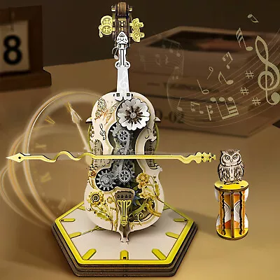 Magic Cello Mechanical DIY Music Box 3D Wooden Puzzle Model Festive Gift Toy • £25.14