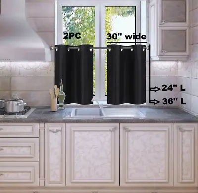 1 Set Lined Blackout Panels Kitchen Small Window Curtain Tier 24  Or 36  Lenght • $8.30