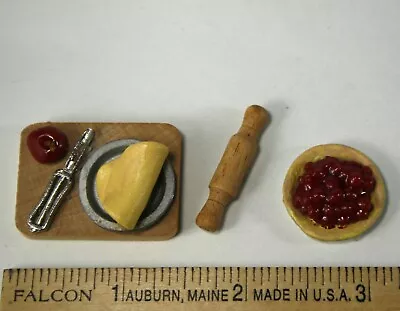 LOT Dollhouse Miniature Pie Making Tools Apple & Cherry Pre-owned 1:12 • $13.99