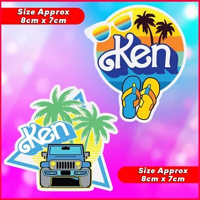 2pc Barbie Ken Sticker Laptop Skateboard Car Ute Truck Van Caravan Mancave Decal • $8.85