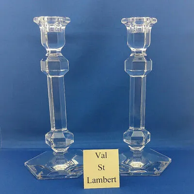 $225 • Buy Val St Lambert  GALATEE  Pair Candlesticks SIGNED Excellent Cond. FREE SHIPPING