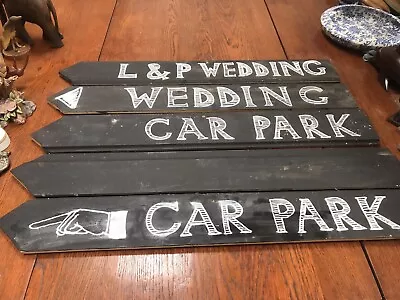 £13 • Buy 5 Rustic Wedding Signs - White Chalk Paint On Black Chalkboard Paint