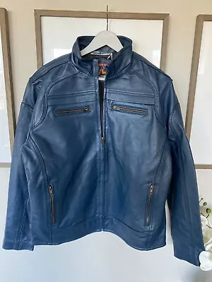 Joseph Paul Men’s Moto Jacket-XL Blue • $250