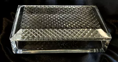 Vintage Val St Lambert Belgium Crystal Rectangle Trinket Cigarette Box Diamond • $41.25