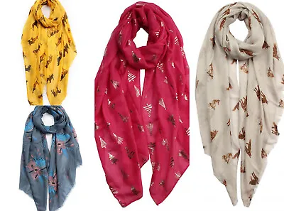 £6.49 • Buy Ladies Foil Printed Scarves Women Wrap Summer Animal Designs Christmas Scarf