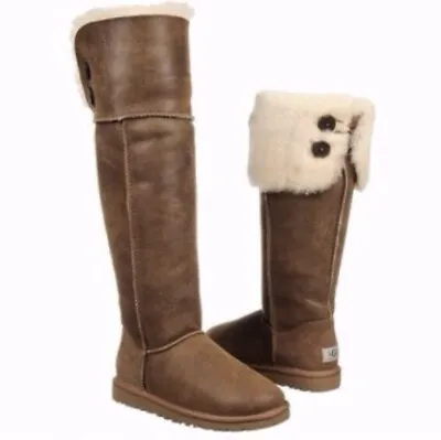 UGG Bailey Buttton Bomber Over The Knee Boots Chestnut Size 6 New In Box • $500