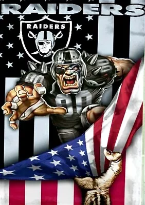 (2) Las Vegas Raiders US Flag Mascot 5x3.5 Vinyl Stickers Oakland Car Decal • $4