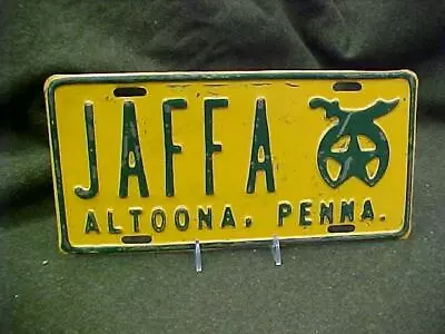 VINTAGE LICENSE PLATE JAFFA MOSQUE ALTOONA PA SHRINER MASONIC MASON 1940-1950's • $74.75