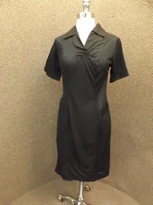 Vtg 1950s NEW Black Nylon Waitress Hairdresser Uniform Dress 38x30x41 Curvy Fit • $47.99