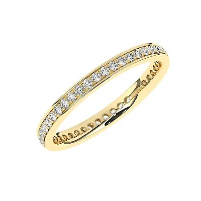 9K Yellow Gold 0.50 Ct 100% Natural Round Cut Diamond  Full   Eternity Ring • £378.56