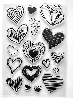 Love Heart Doodles Clear Stamp Set - Approx 15 X 10 Cm • £5.35