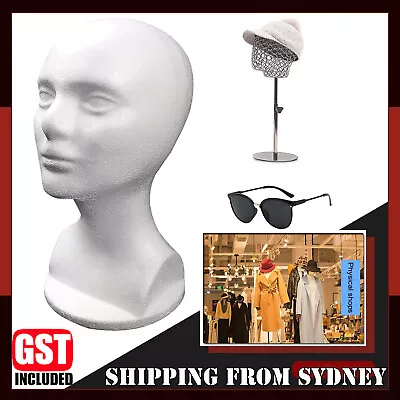 Female Flocked Foam Mannequin Manikin Head Model Hat Wig Scarf Display Stand AUS • $15.39