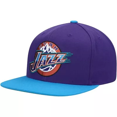 Utah Jazz Mitchell & Ness NBA Snapback Hat 2Tone Hardwood Cap Retro • $33.91