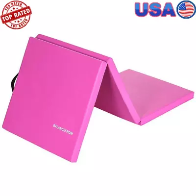 High-Density Foam Exercise Mat Pink Carry Handles Folded Gym Yoga 6 X2 X1.5  • $35.14