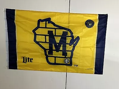 Milwaukee Brewers Wisconsin Miller Lite Flag 30”x48” MLB Man Cave Beer Baseball • $7