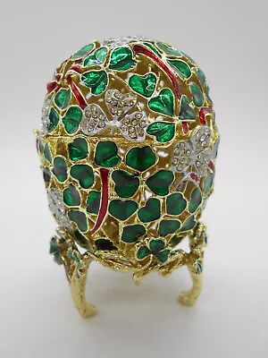 FabergÉ Egg Reproduction: Sublime Jewelry Box Clover Egg & Brooch • £91.44