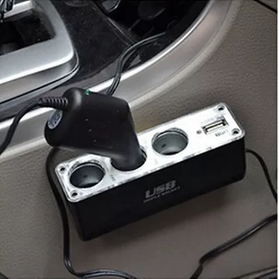 Car Cigarette Lighter Splitter Power Supply Adapter Charger Triple Socket 1 USB • $9.20