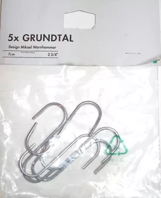 IKEA GRUNDTAL For Kitchen Utensil S Hook Pot Pan Hang Stainless Steel 7 Cm 5 Pcs • £13.75