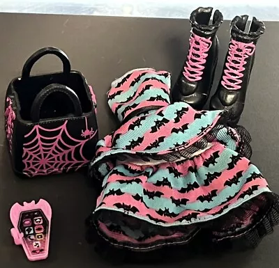 Monster High Draculaura Party Dress & Accessories - Icoffin Phone Boots Bag • $8.49