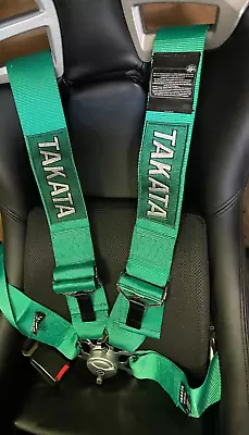 Takata RACE 4 Point Snap-On 3  Racing Seat Belt Harness With Camlock Green Color • $399