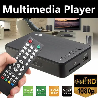 Mini Full 1080P HD Multi Media Player TV BOX 3 Outputs HD/VGA/AV USB &  Card • $37.68