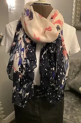 M&S Marks & Spencer Floral Butterfly Design Oversized Pashmina Style Scarf/shawl • £6.99