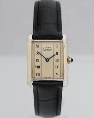 Must De Cartier Tank 18ct Gold On Silver Watch 23 X 30.5mm Tuxedo Dial Mid Size • £1395