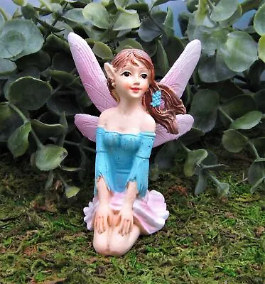 Miniature Fairy Garden 3  Kneeling Fairy Wearing Blue Top - Buy 3 Save $5 • $11.35