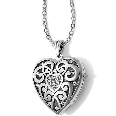 NWT Brighton SWEET MEMORY Locket Crystals Heart Pendant Necklace MSRP $68 • $41.40