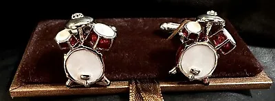 Zennor Mens Drum Cufflinks - Red/Silver • $9