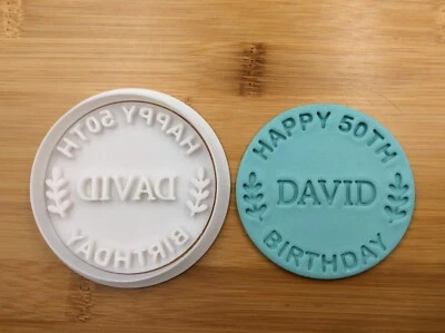 $9.26 • Buy Custom Personalized Name Cookie Stamp Happy Birthday Fondant Mold