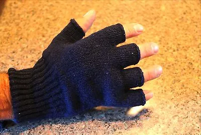  Wool Gloves Men's Navy Blue Green Black Gray Size -Sm Med LG USA Fingerless • $13.99