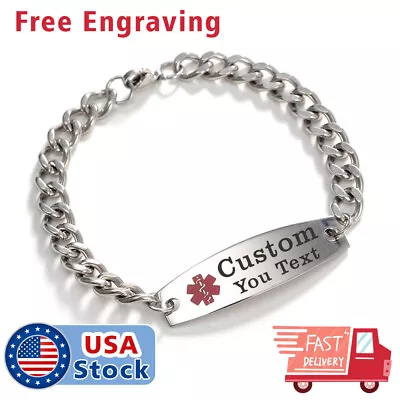 8.2  Personalized Engraving Emergency Medical Alert ID Bracelet  • $11.98