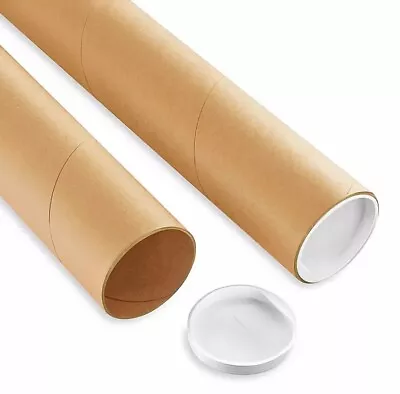 25 ULINE S-2644 Heavy Duty Kraft Mailing Tubes W/End Caps - 3 X 30  .080  Thick • $119