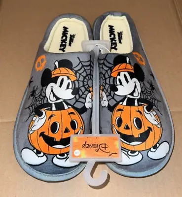 Disney Mickey Mouse Halloween Pumpkin Womens Slippers Size 7/8 NEW • $17.56
