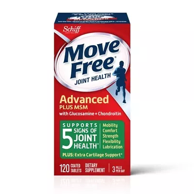 Move Free Glucosamine Chondroitin MSM And Hyaluronic Acid Joint Supplement 120CT • $22.39