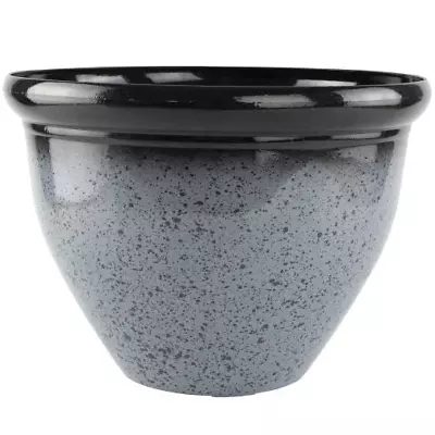 £11.95 • Buy Ceramic Granite Look Grey Plastic Plant Pot 30cm Gloss 8.5L Round Garden Planter